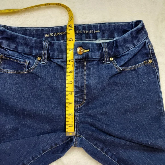 Chico's So Slimming Girlfriend Slim Leg Mid Rise Dark Blue Jeans Size 00R (2) - Picture 5 of 13